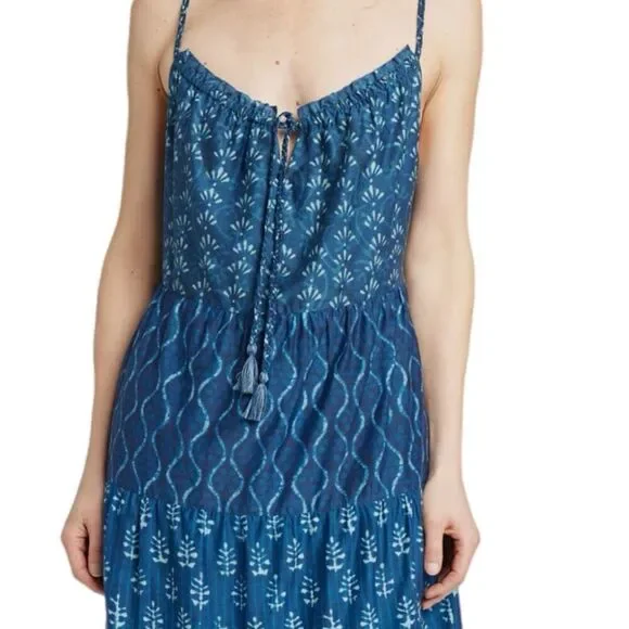 NWT Faherty Blue Bobo Sunchaser Tiered Maxi Dress Size S - Picture 3 of 5